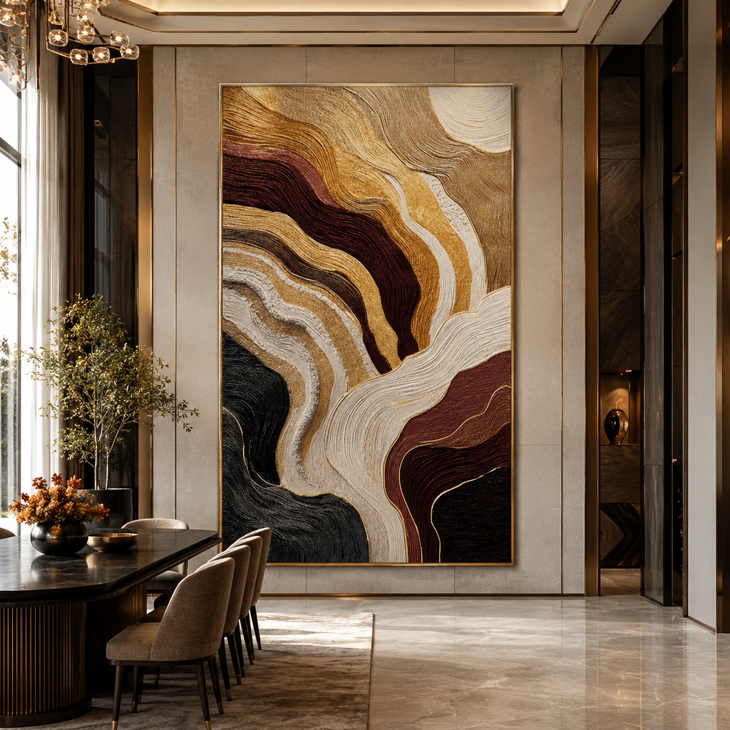 AVIORART Gold Strata Wall Art Canvas