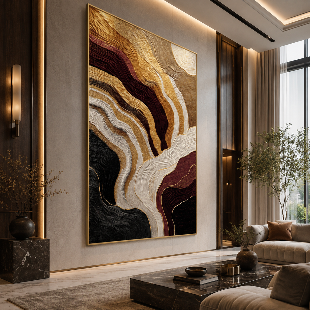 AVIORART Gold Strata Wall Art Canvas