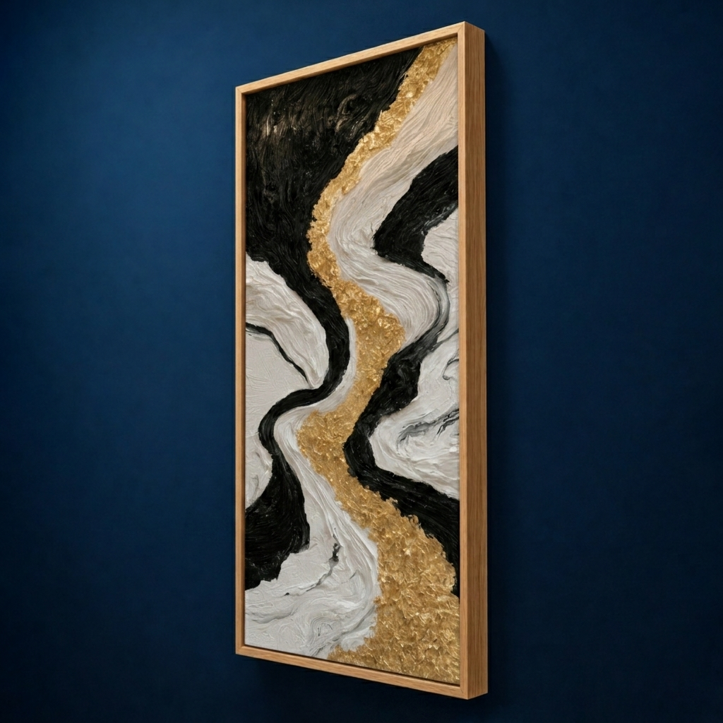 AVIORART Gold Stream Wall Art Canvas