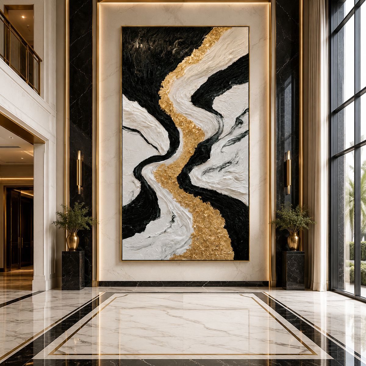 AVIORART Gold Stream Wall Art Canvas
