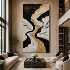 AVIORART Gold Stream Wall Art Canvas
