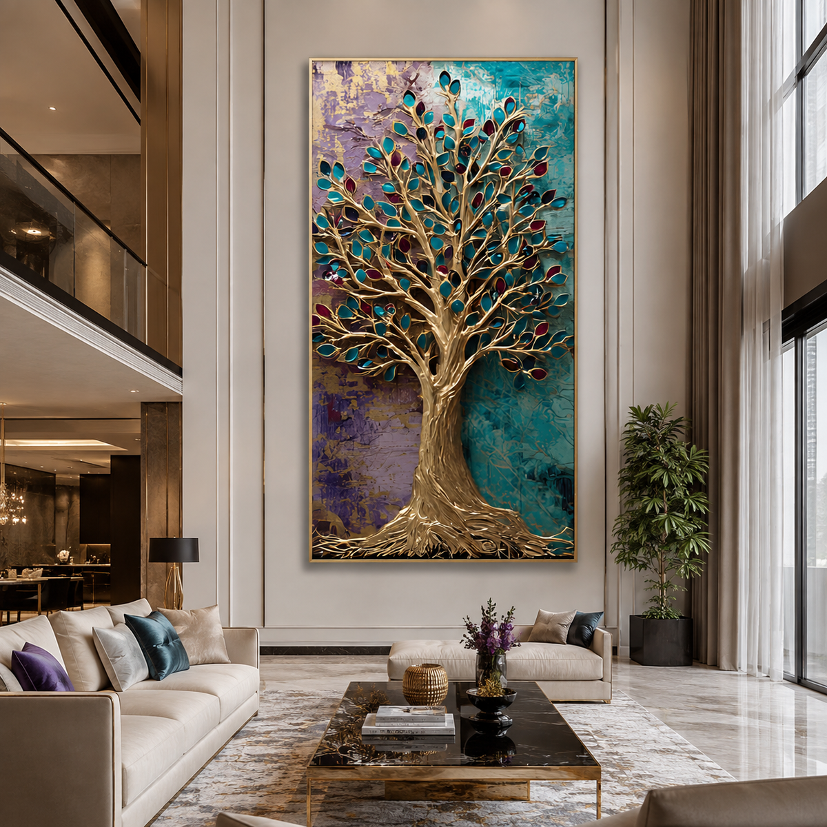 AVIORART Jeweled Fortune Tree Wall Art Canvas