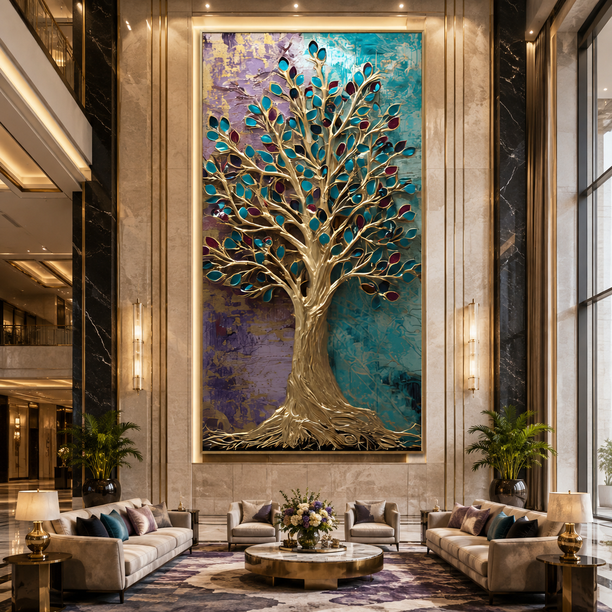 AVIORART Jeweled Fortune Tree Wall Art Canvas