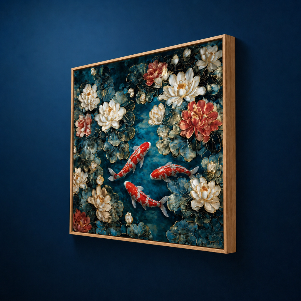 AVIORART Koi Lotus Wall Art Canvas