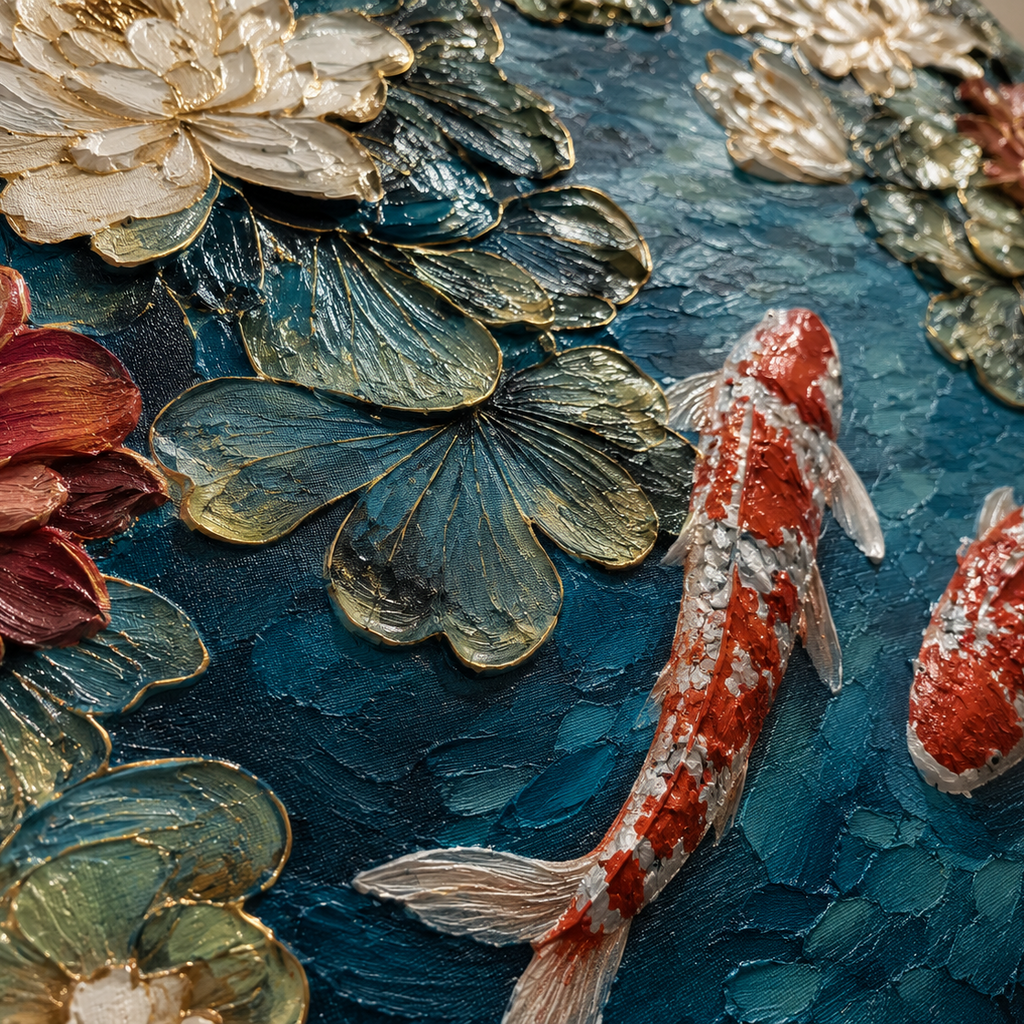AVIORART Koi Lotus Wall Art Canvas