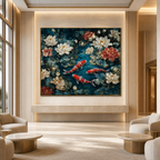 AVIORART Koi Lotus Wall Art Canvas
