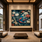 AVIORART Koi Lotus Wall Art Canvas
