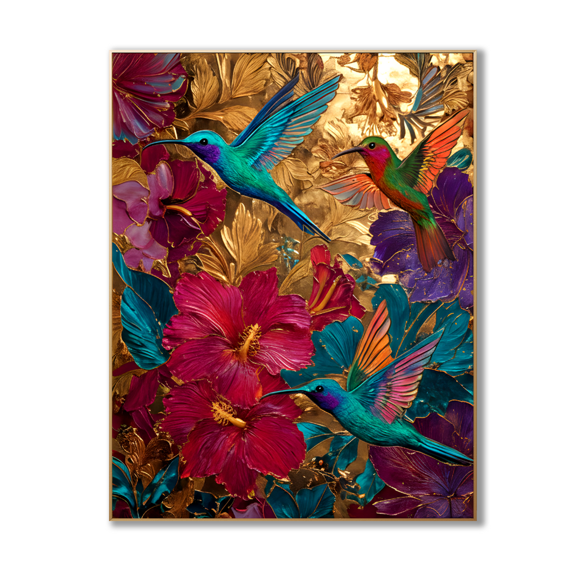 AVIORART Lucky Hummingbirds Wall Art Canvas