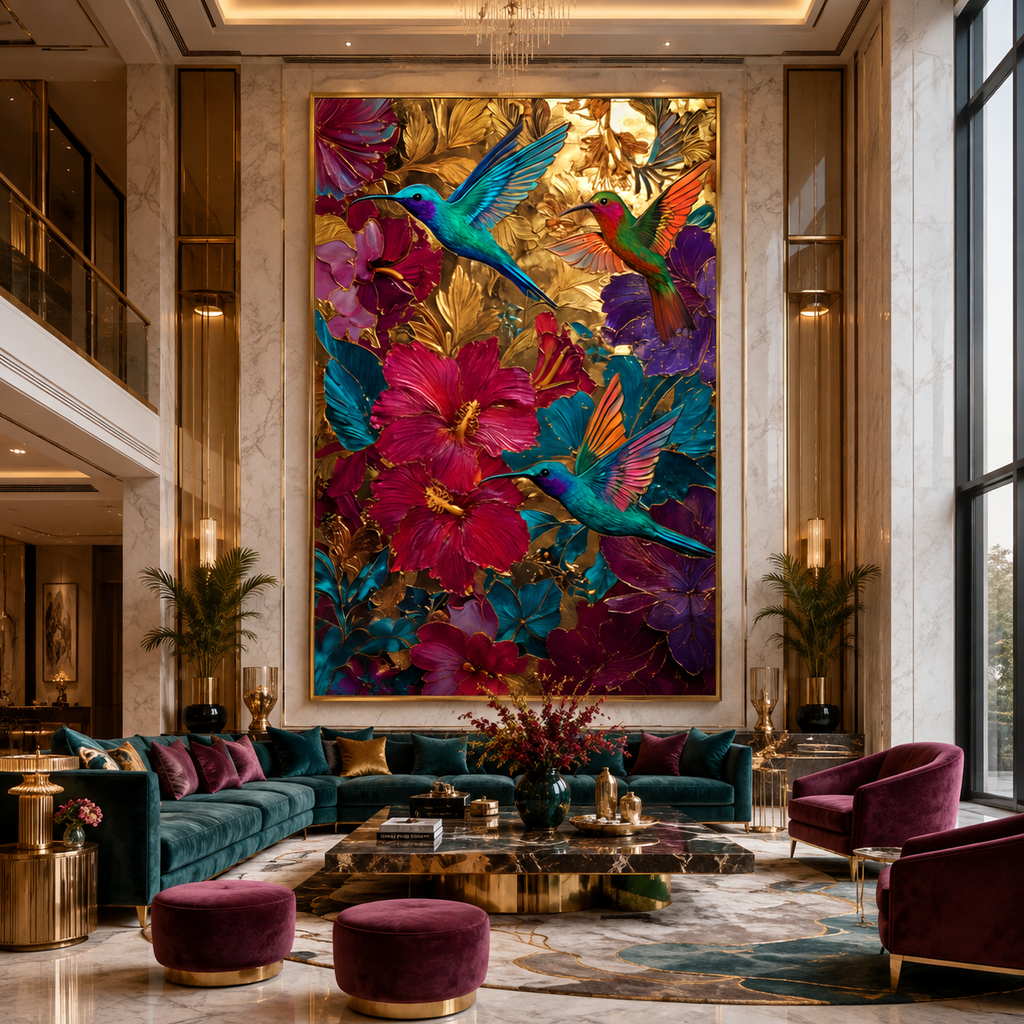 AVIORART Lucky Hummingbirds Wall Art Canvas