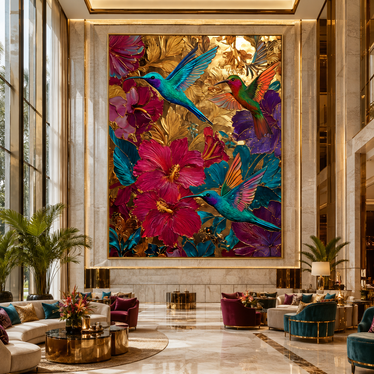 AVIORART Lucky Hummingbirds Wall Art Canvas