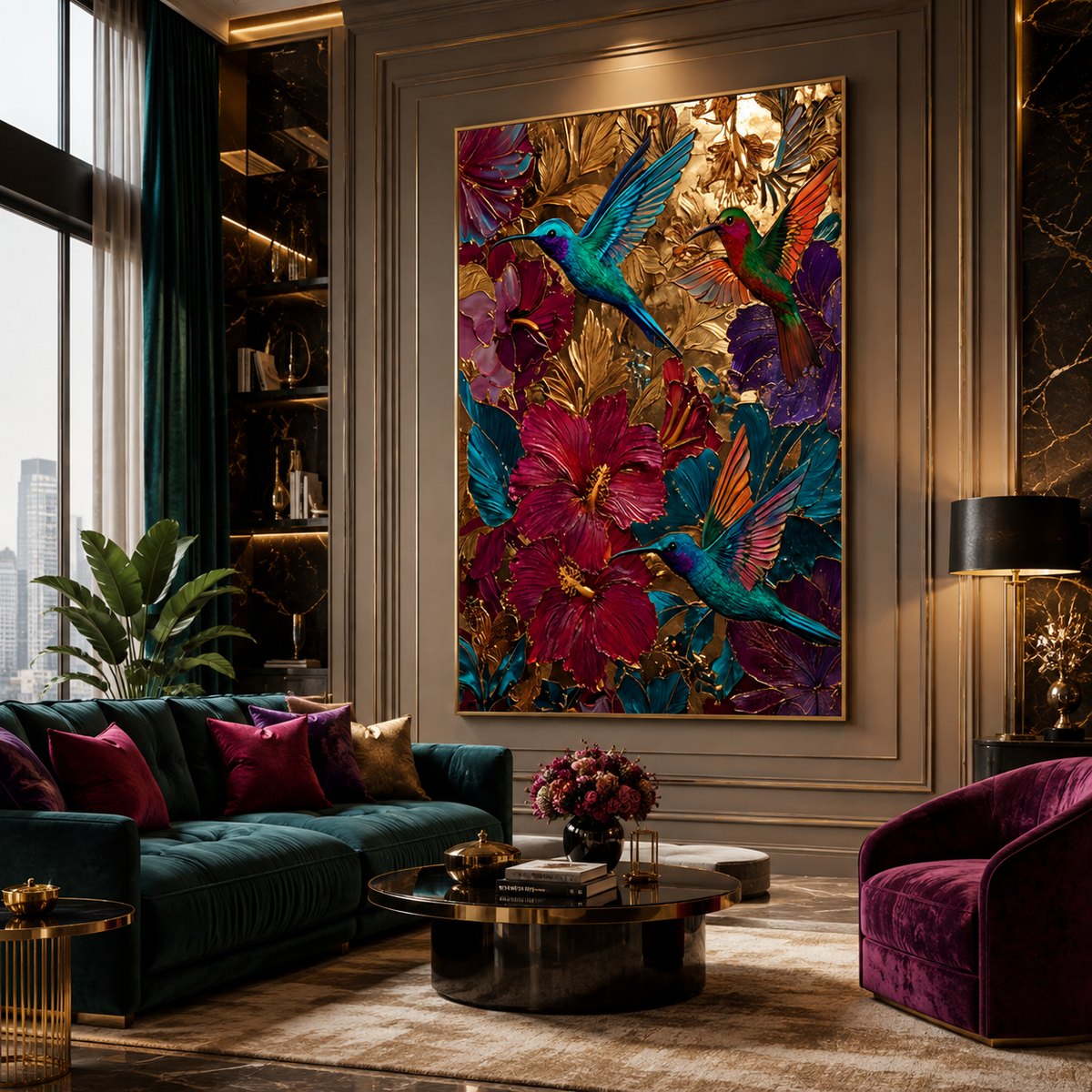 AVIORART Lucky Hummingbirds Wall Art Canvas