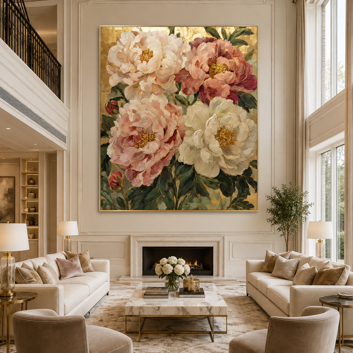 AVIORART Morning Peonies Wall Art Canvas
