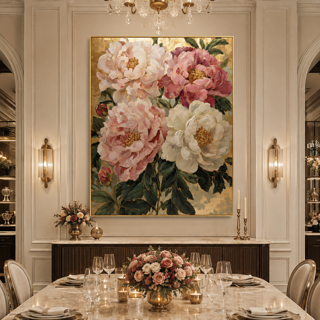 AVIORART Morning Peonies Wall Art Canvas