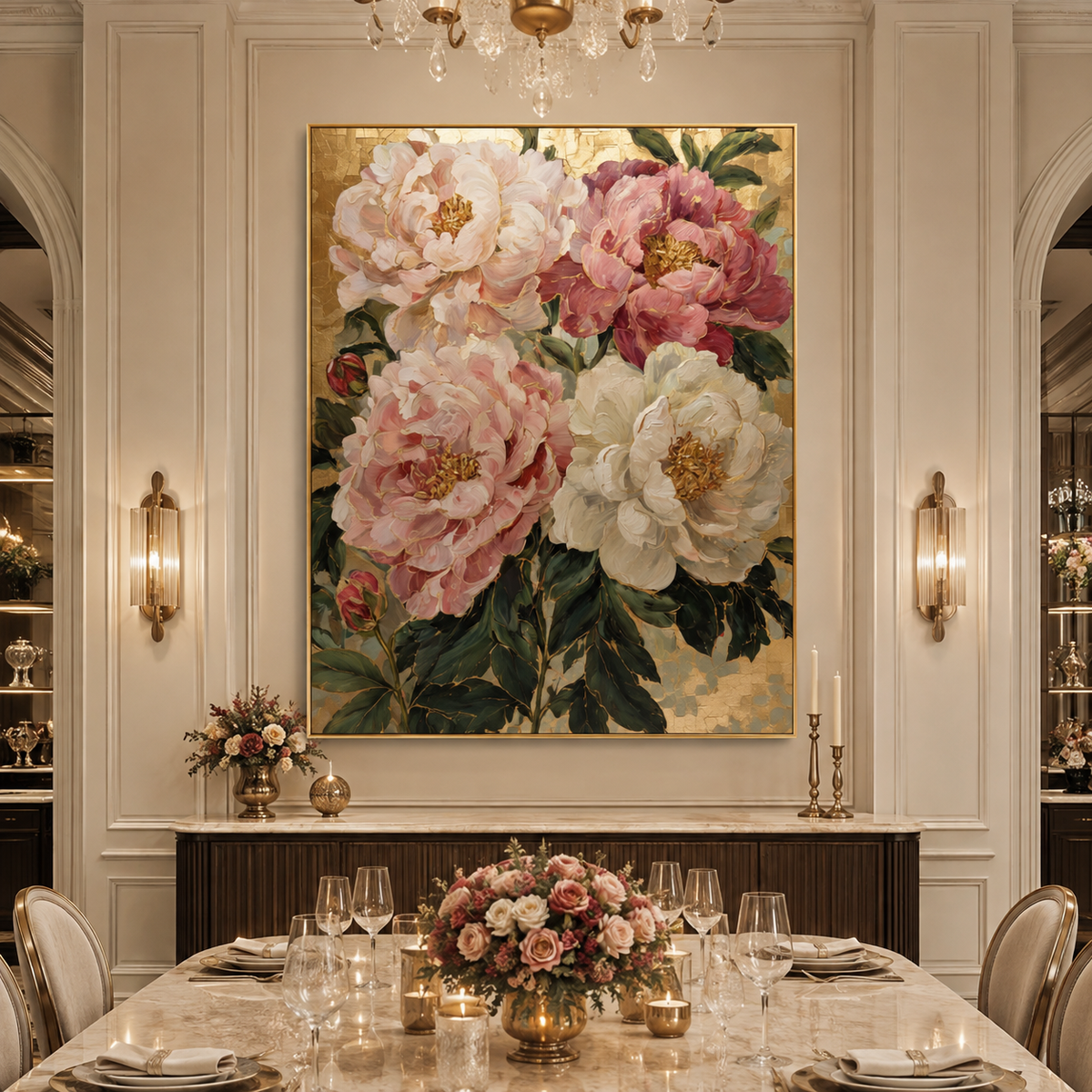 AVIORART Morning Peonies Wall Art Canvas