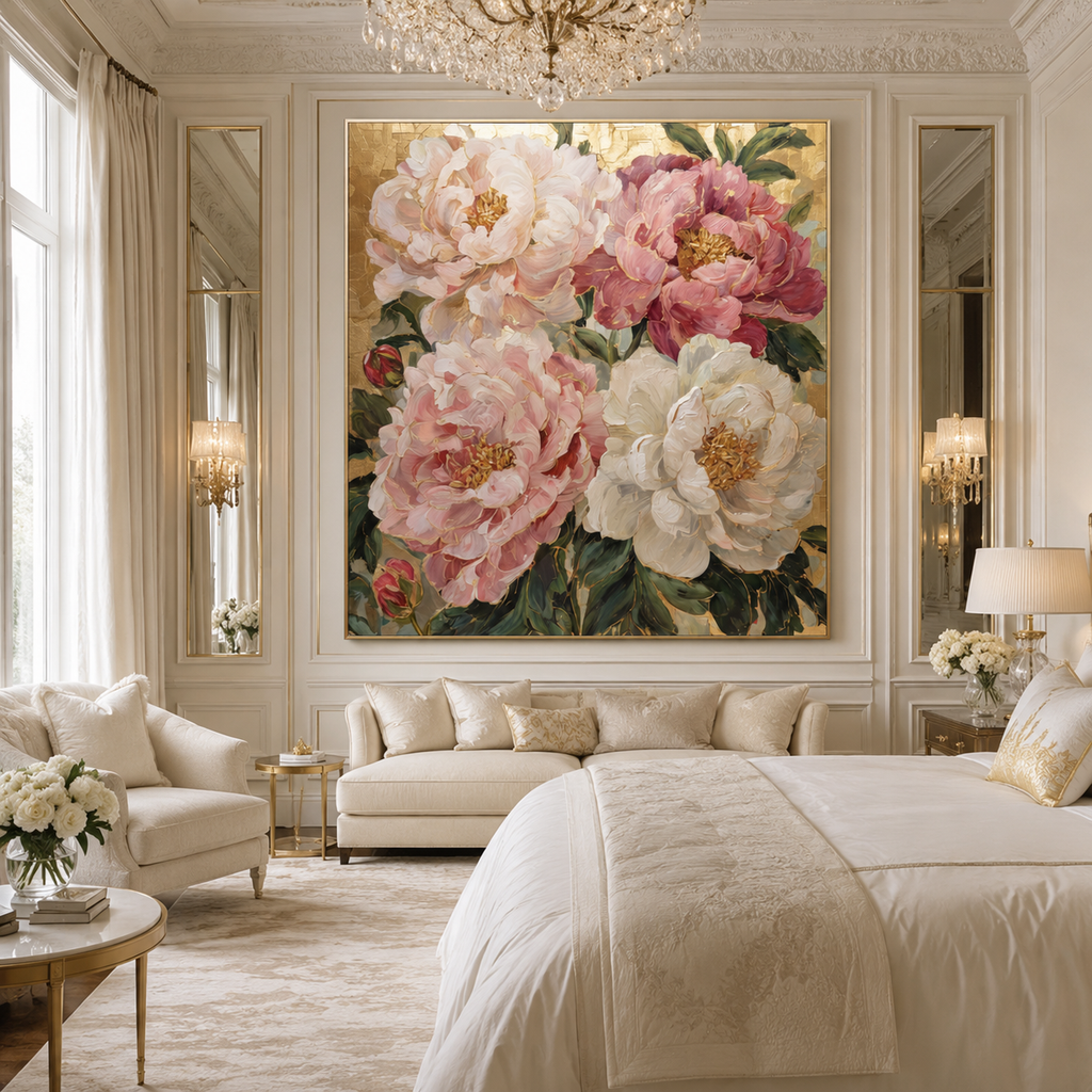 AVIORART Morning Peonies Wall Art Canvas