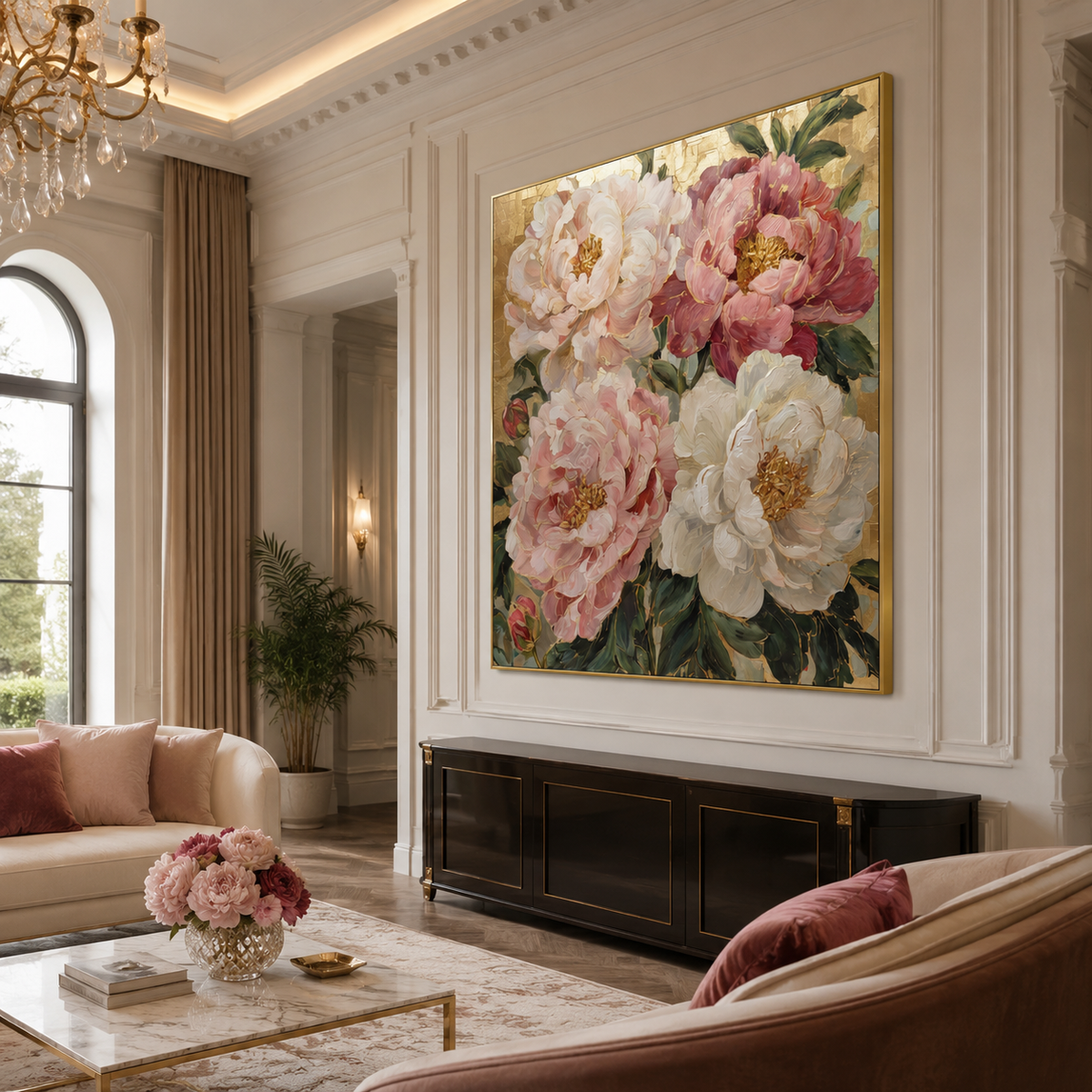 AVIORART Morning Peonies Wall Art Canvas