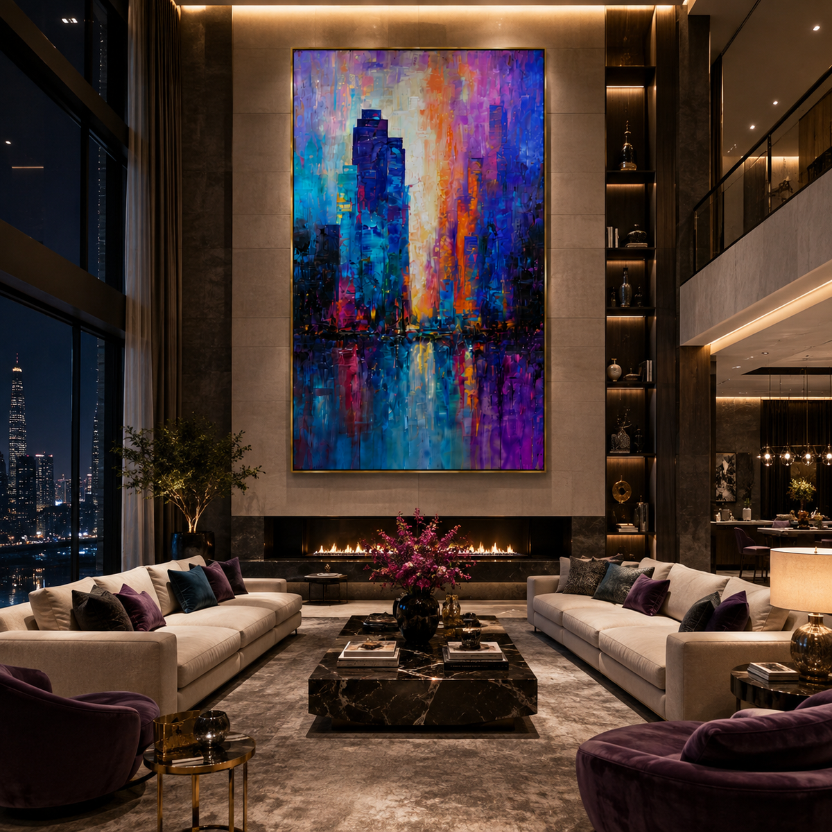 AVIORART Neon City Wall Art Canvas