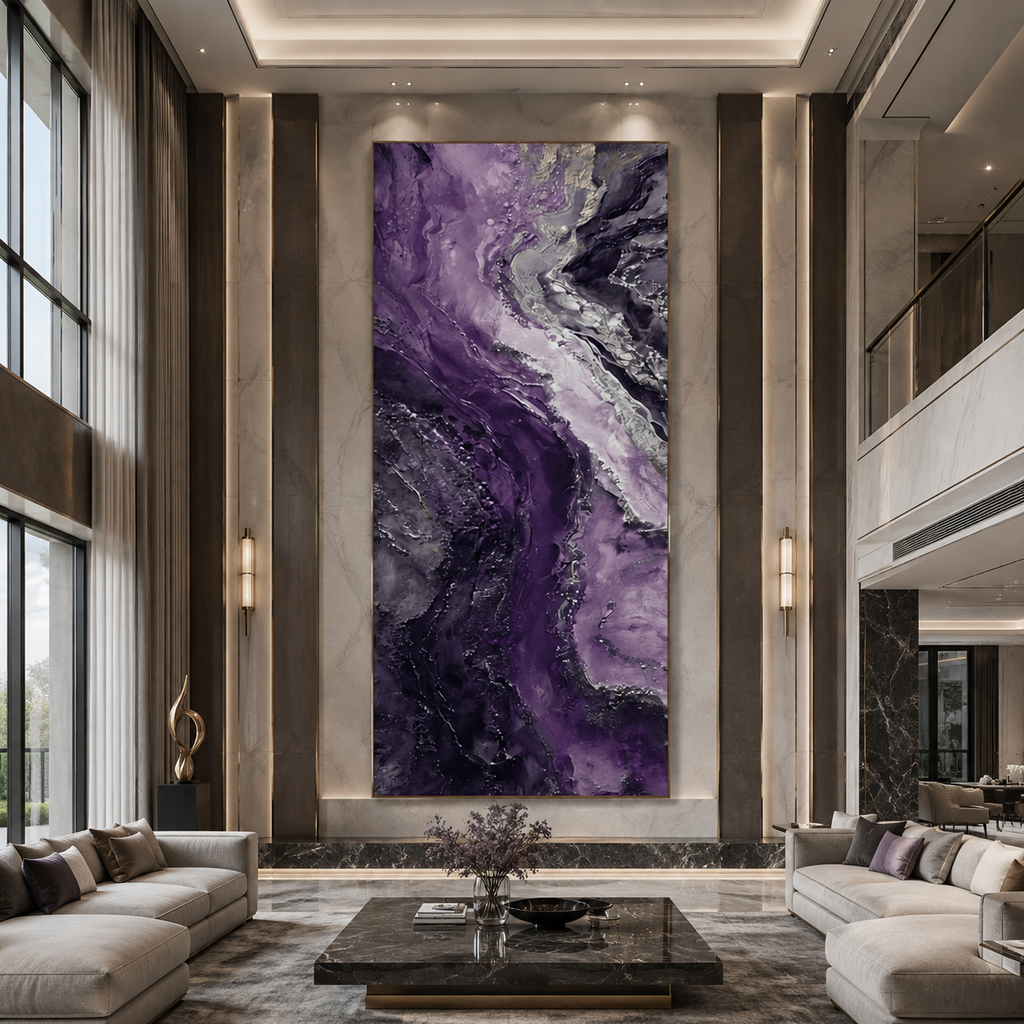 AVIORART Purple Marble Wall Art Canvas