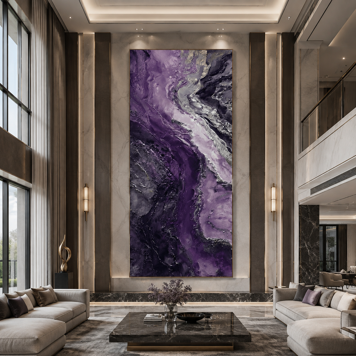 AVIORART Purple Marble Wall Art Canvas