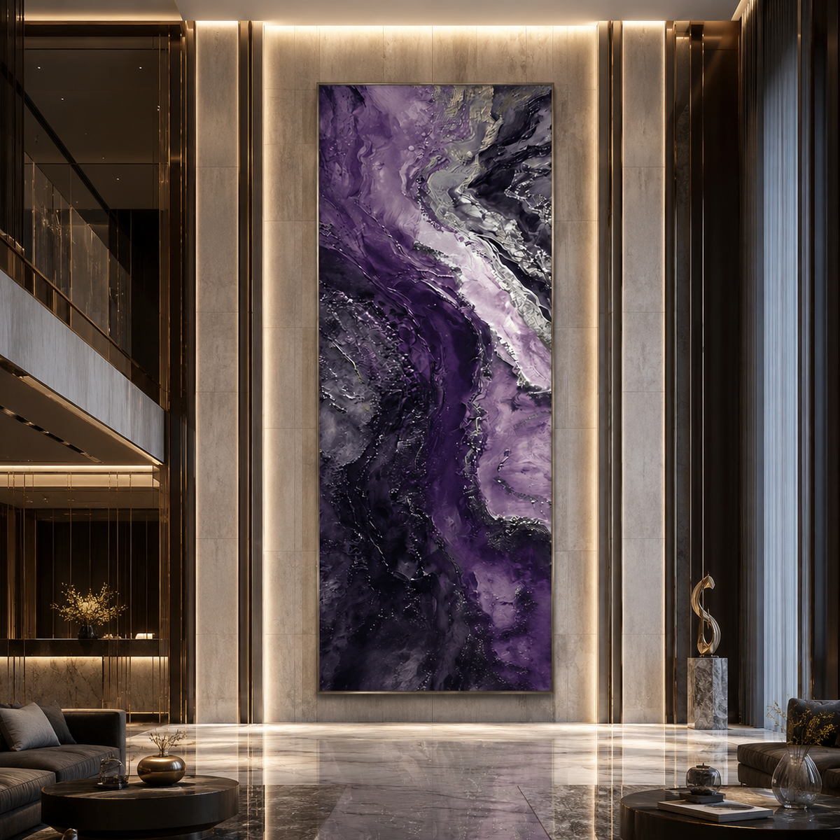 AVIORART Purple Marble Wall Art Canvas