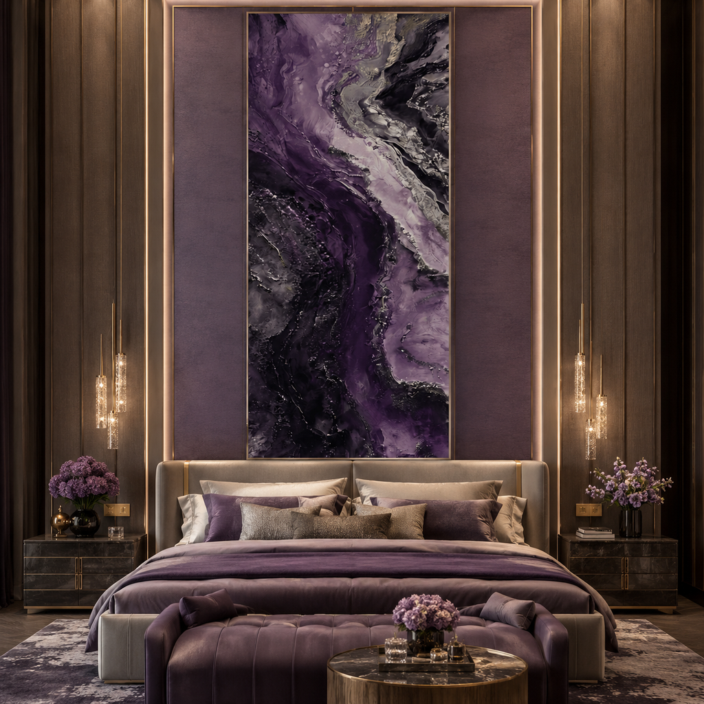 AVIORART Purple Marble Wall Art Canvas
