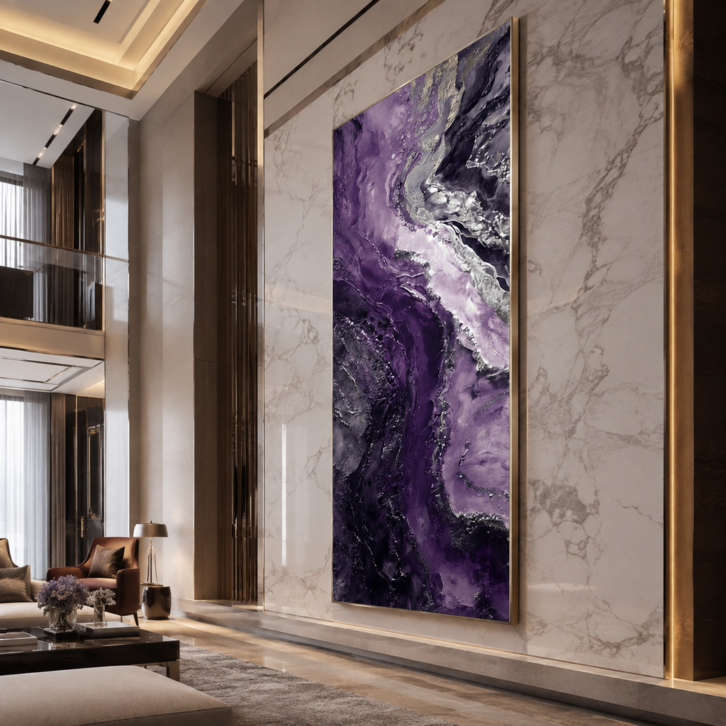 AVIORART Purple Marble Wall Art Canvas