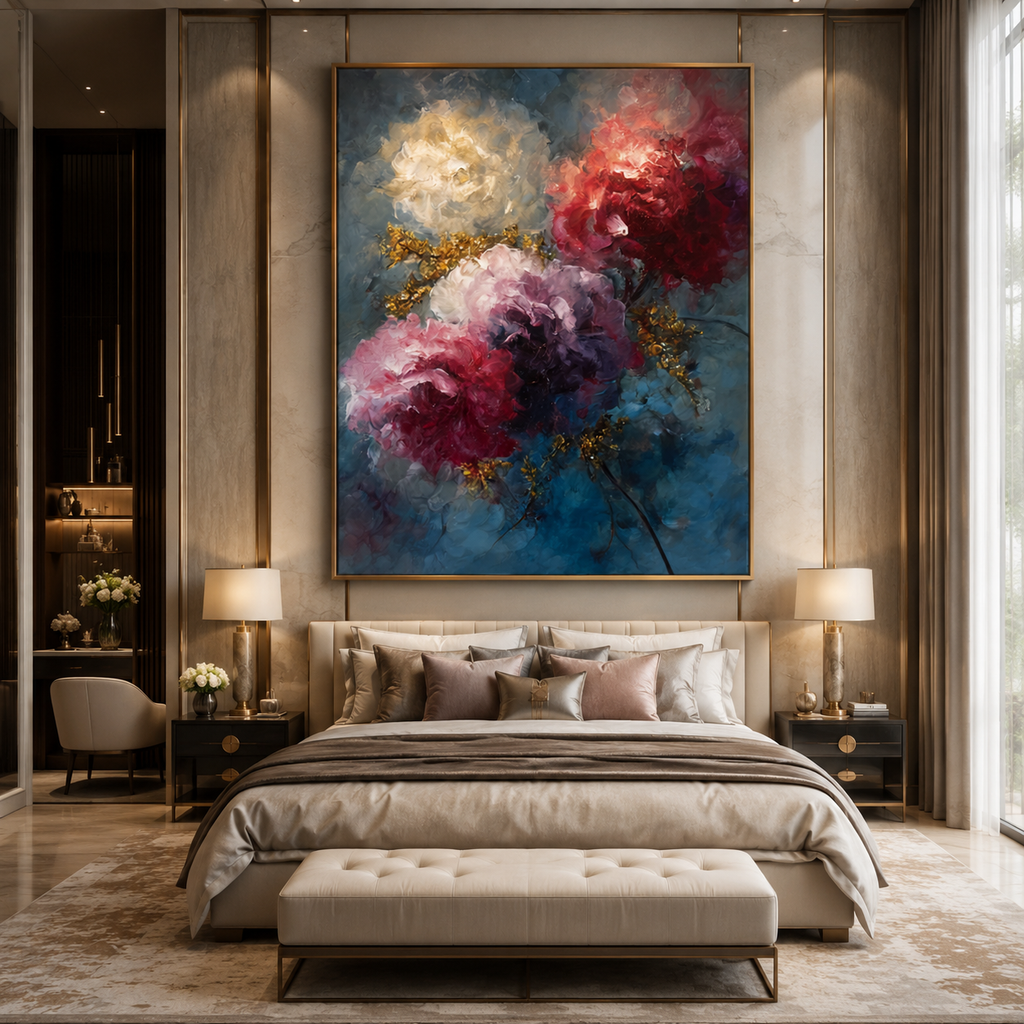 AVIORART Sapphire Blooms Wall Art Canvas