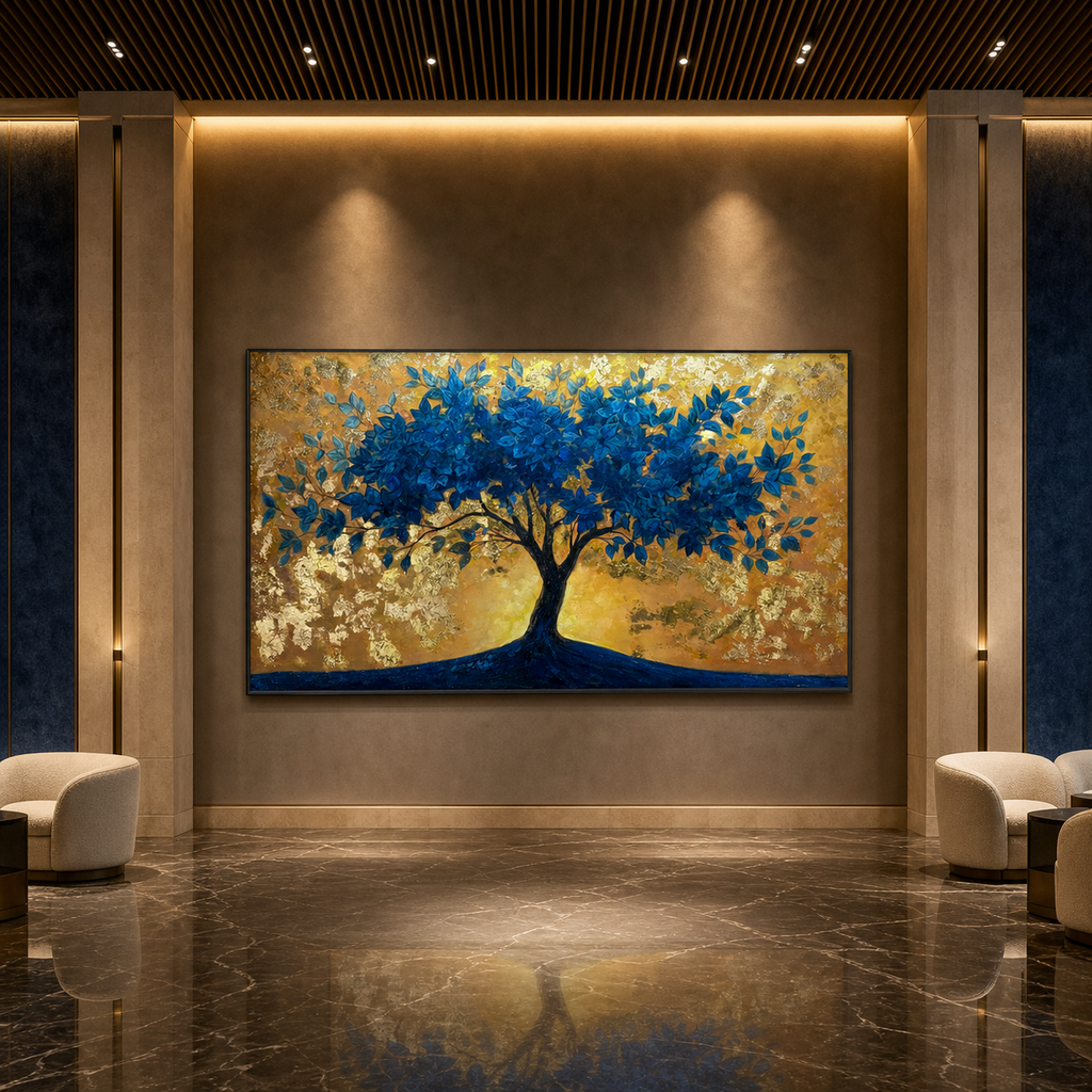 AVIORART Sun Kissed Sapphire Tree Wall Art Canvas