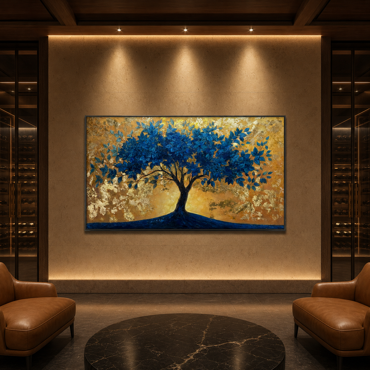 AVIORART Sun Kissed Sapphire Tree Wall Art Canvas