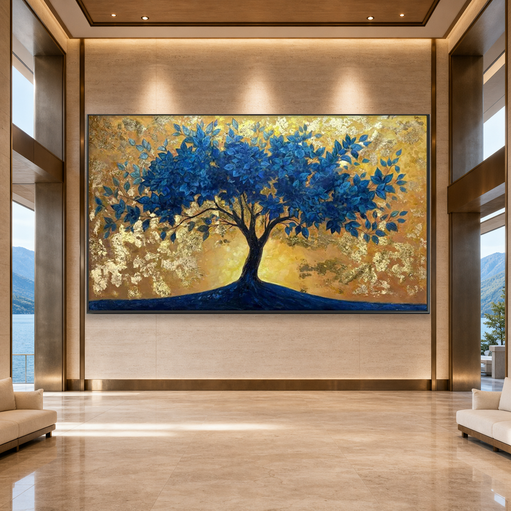 AVIORART Sun Kissed Sapphire Tree Wall Art Canvas