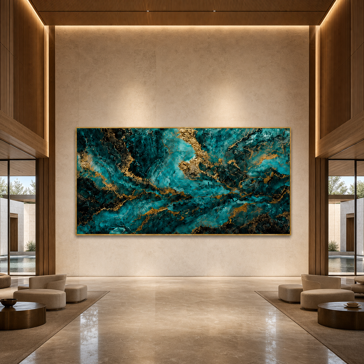 AVIORART Turquoise Waves Wall Art Canvas