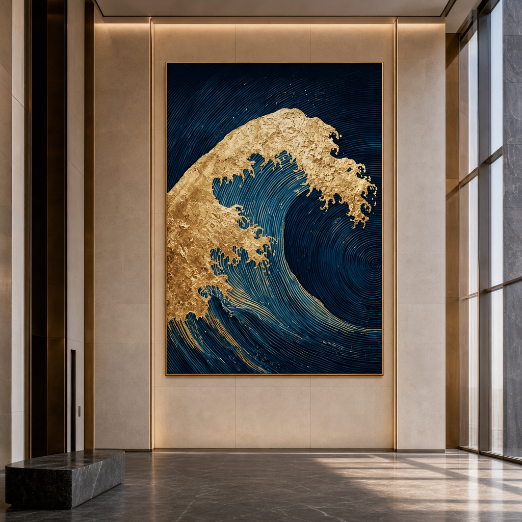 AVIORART Wave of Gold Wall Art Canvas
