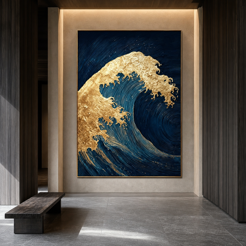 AVIORART Wave of Gold Wall Art Canvas