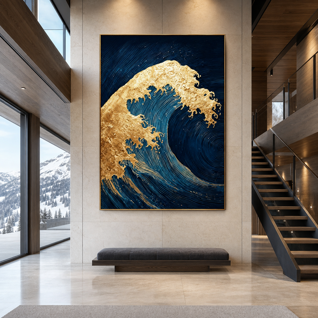 AVIORART Wave of Gold Wall Art Canvas