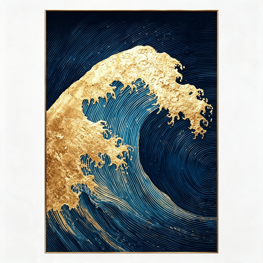 AVIORART Wave of Gold Wall Art Canvas