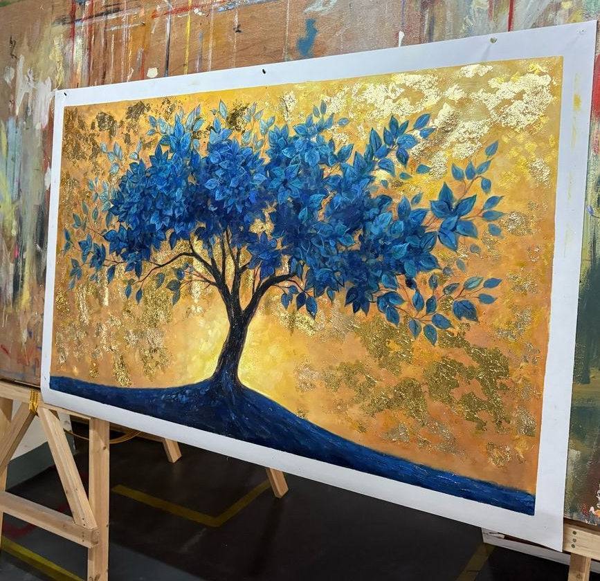 AVIORART Sun Kissed Sapphire Tree Wall Art Canvas