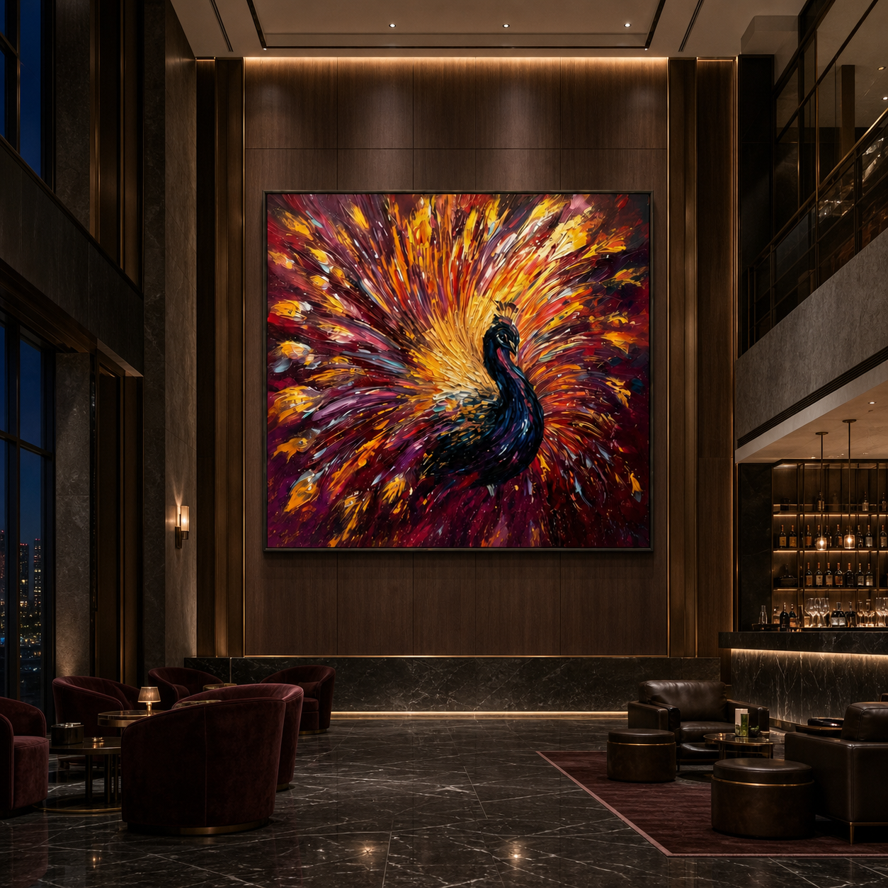 AVIORART Wine Feathers Wall Art Canvas