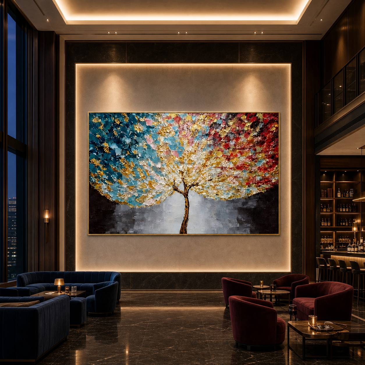 AVIORART Wall Art Canvas Wine Sapphire Tree